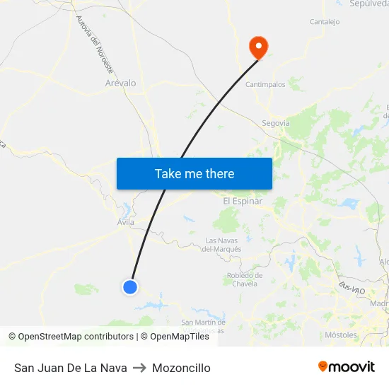 San Juan De La Nava to Mozoncillo map