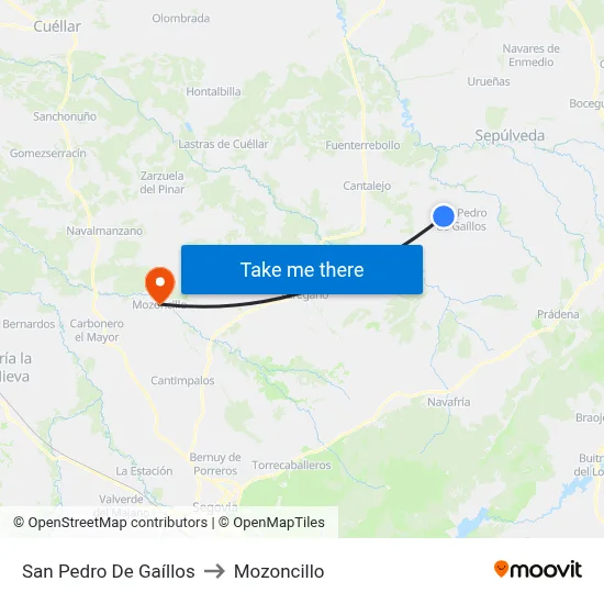 San Pedro De Gaíllos to Mozoncillo map