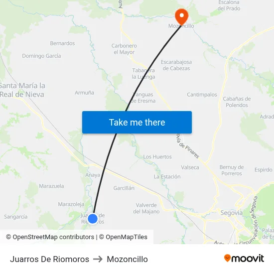 Juarros De Riomoros to Mozoncillo map
