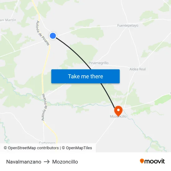 Navalmanzano to Mozoncillo map