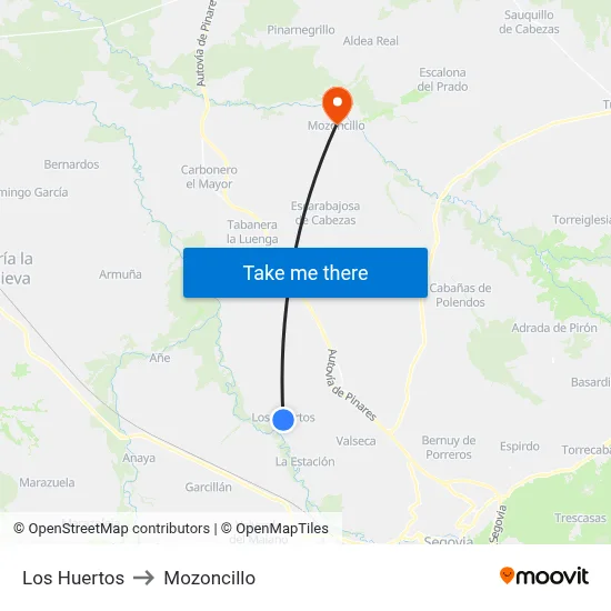 Los Huertos to Mozoncillo map