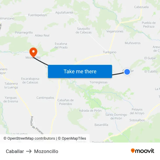 Caballar to Mozoncillo map