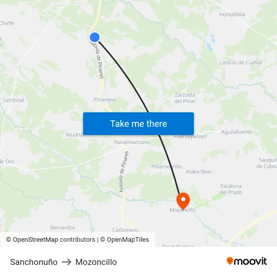 Sanchonuño to Mozoncillo map