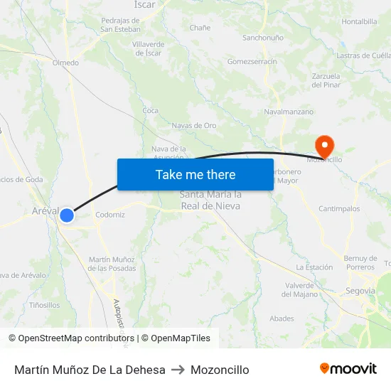 Martín Muñoz De La Dehesa to Mozoncillo map