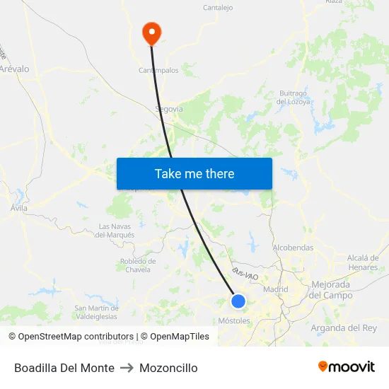 Boadilla Del Monte to Mozoncillo map