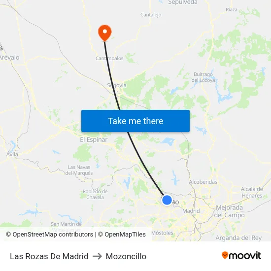 Las Rozas De Madrid to Mozoncillo map