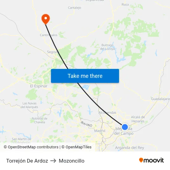 Torrejón De Ardoz to Mozoncillo map