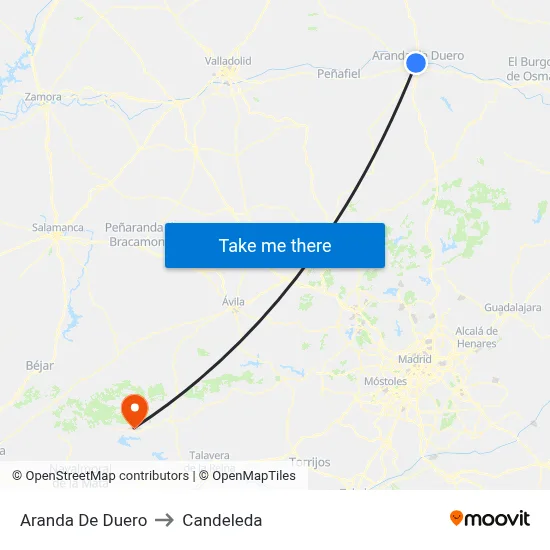 Aranda De Duero to Candeleda map
