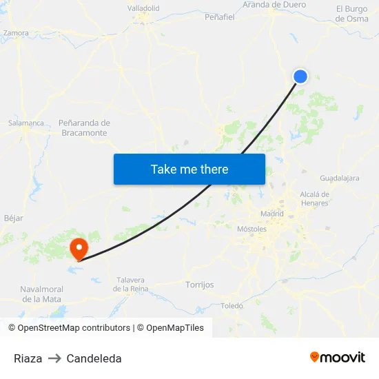 Riaza to Candeleda map