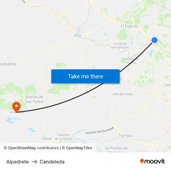 Alpedrete to Candeleda map