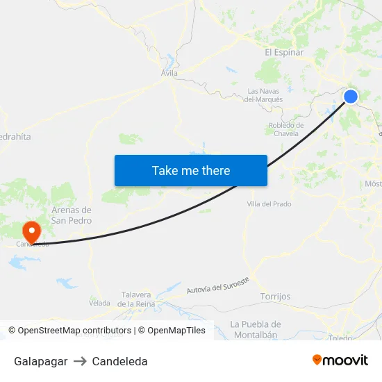 Galapagar to Candeleda map