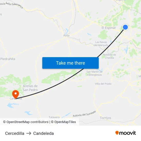 Cercedilla to Candeleda map
