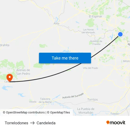 Torrelodones to Candeleda map