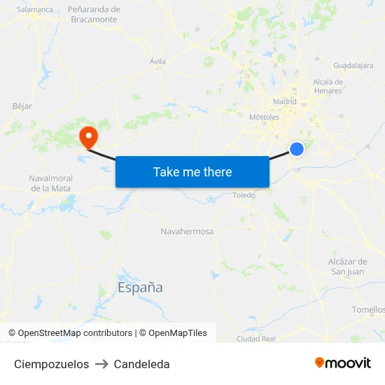 Ciempozuelos to Candeleda map