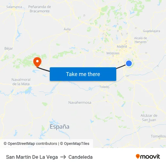 San Martín De La Vega to Candeleda map