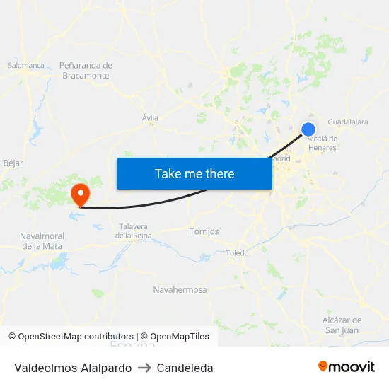Valdeolmos-Alalpardo to Candeleda map