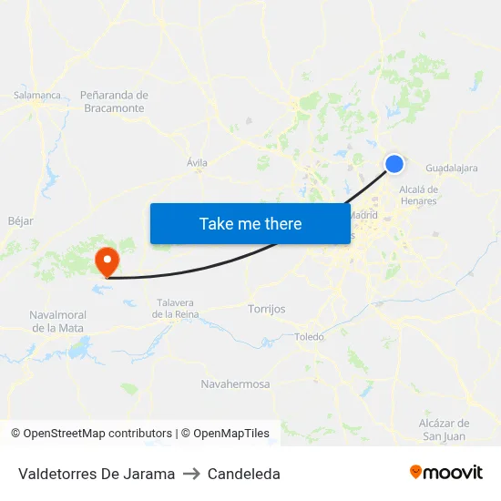 Valdetorres De Jarama to Candeleda map