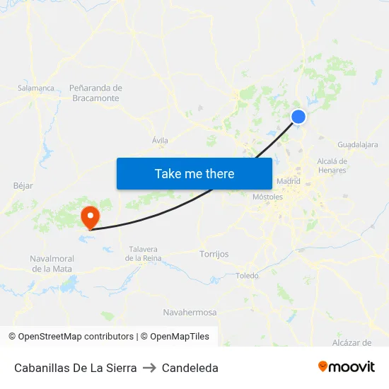 Cabanillas De La Sierra to Candeleda map