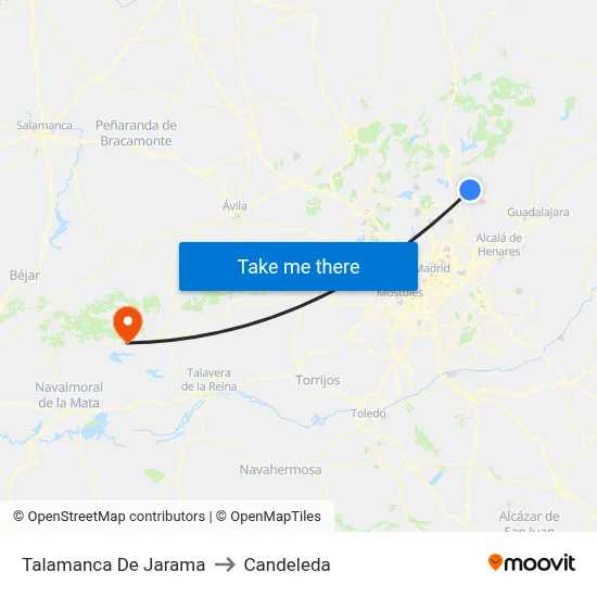 Talamanca De Jarama to Candeleda map