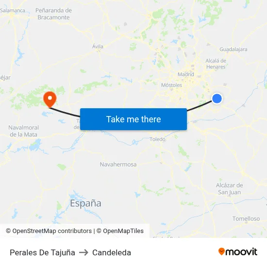 Perales De Tajuña to Candeleda map