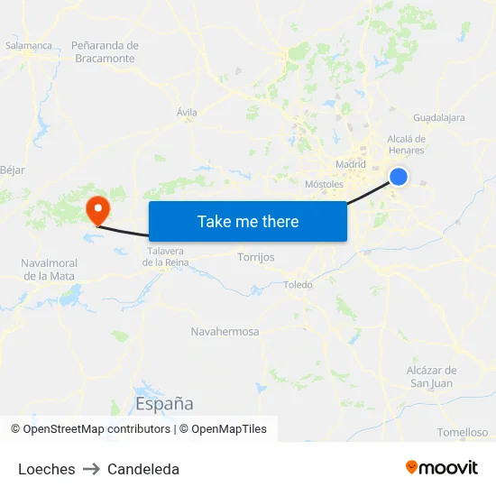 Loeches to Candeleda map