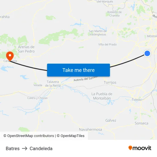 Batres to Candeleda map