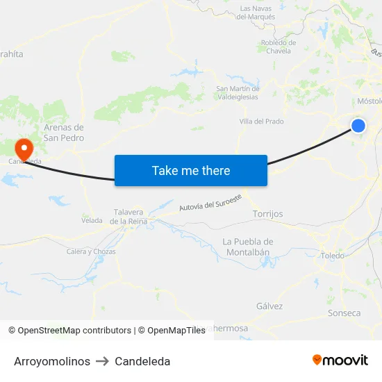 Arroyomolinos to Candeleda map