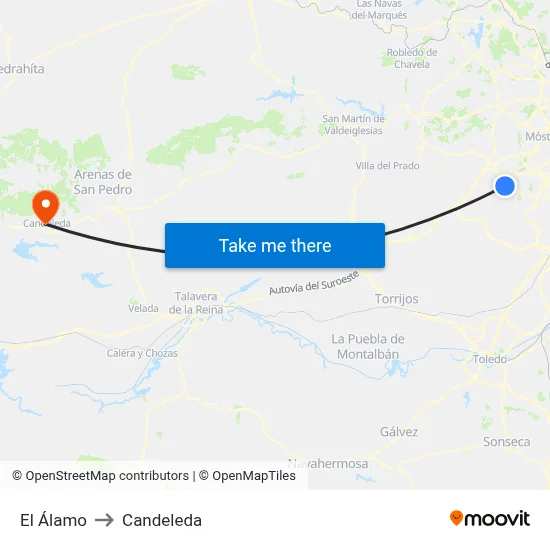 El Álamo to Candeleda map