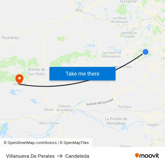 Villanueva De Perales to Candeleda map