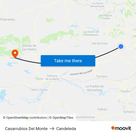 Casarrubios Del Monte to Candeleda map