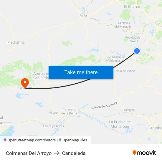 Colmenar Del Arroyo to Candeleda map