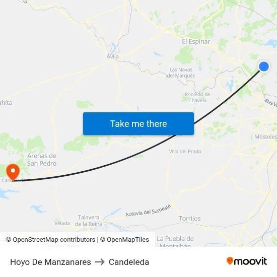 Hoyo De Manzanares to Candeleda map