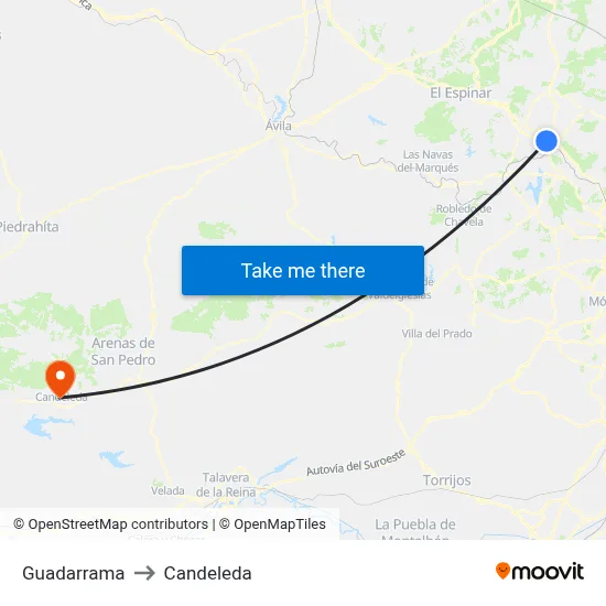 Guadarrama to Candeleda map