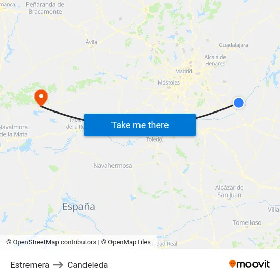 Estremera to Candeleda map