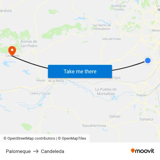 Palomeque to Candeleda map