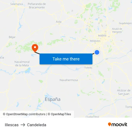 Illescas to Candeleda map
