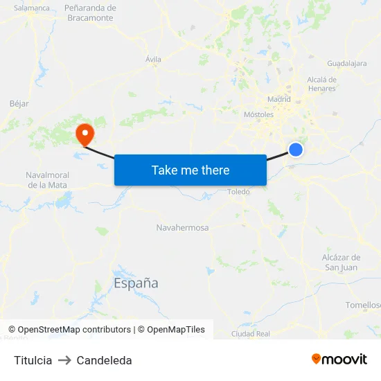Titulcia to Candeleda map