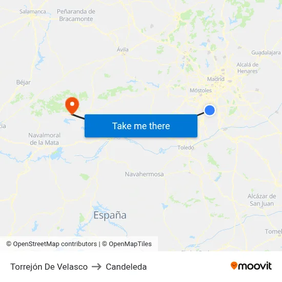Torrejón De Velasco to Candeleda map