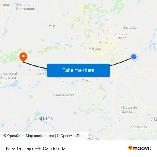 Brea De Tajo to Candeleda map