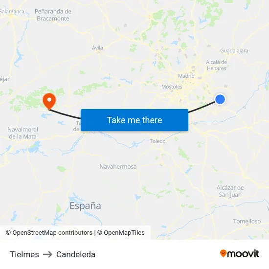 Tielmes to Candeleda map