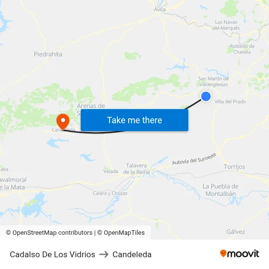 Cadalso De Los Vidrios to Candeleda map