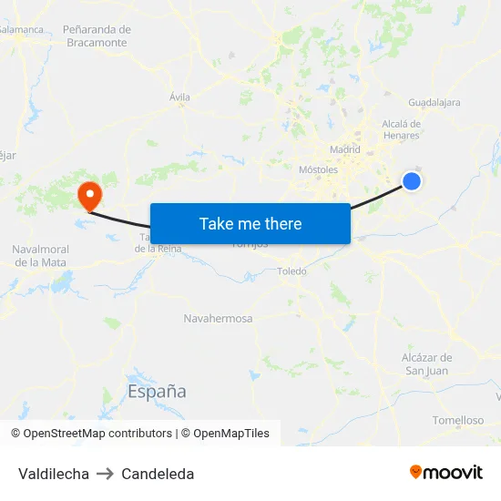 Valdilecha to Candeleda map