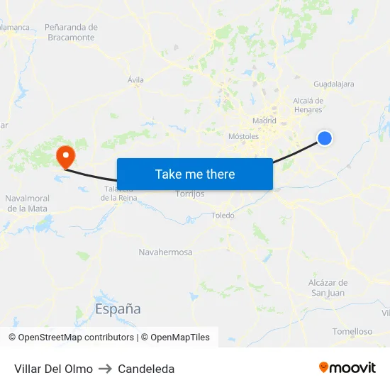 Villar Del Olmo to Candeleda map