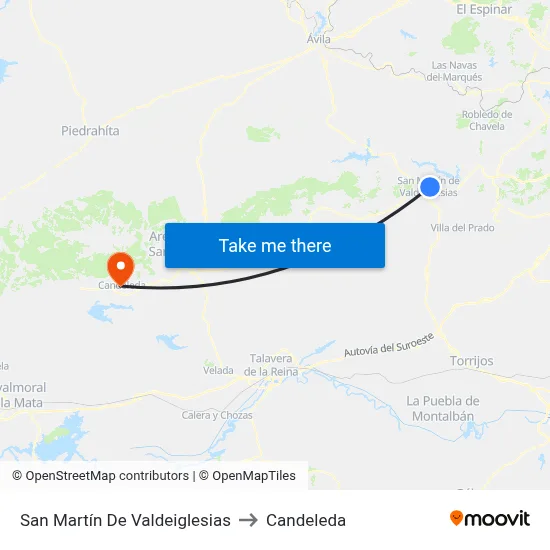 San Martín De Valdeiglesias to Candeleda map