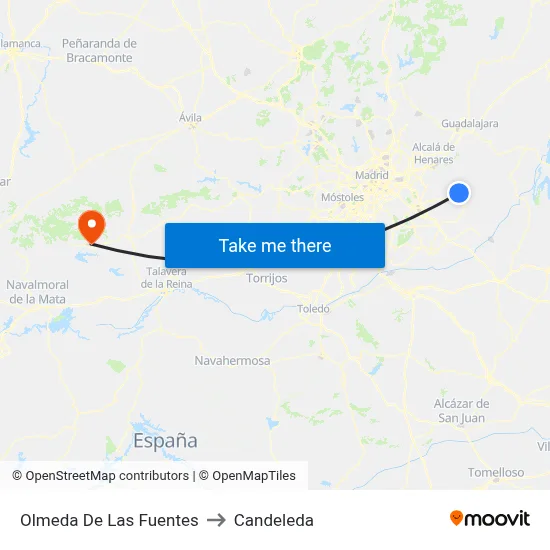 Olmeda De Las Fuentes to Candeleda map