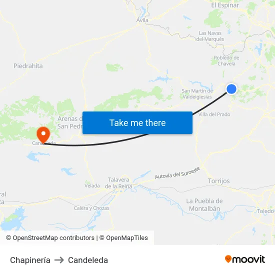 Chapinería to Candeleda map