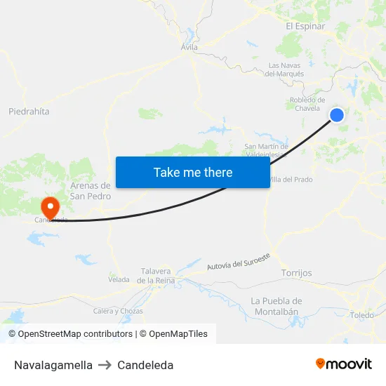 Navalagamella to Candeleda map