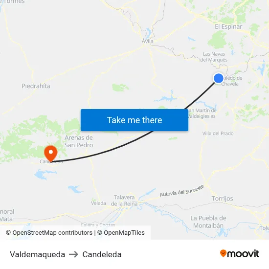 Valdemaqueda to Candeleda map