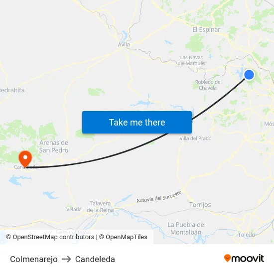 Colmenarejo to Candeleda map
