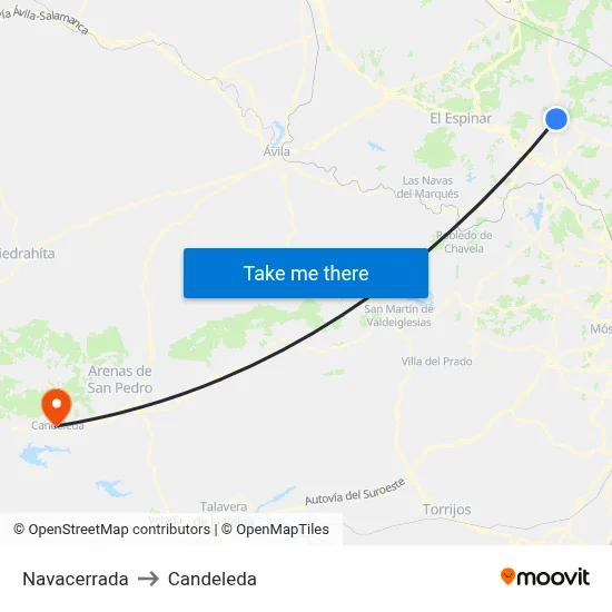 Navacerrada to Candeleda map